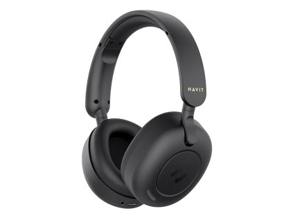 114021 havit bezdrotove sluchadla na usi bluetooth 5 3 hybridne aktivne potlacenie hluku 700mah skladacie usb c cierne