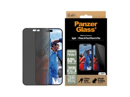 113658 panzerglass ultra wide fit privacy ochranne sklo s instalacnym ramikom easyaligner pre iphone 16 plus iphone 15 plus cierne