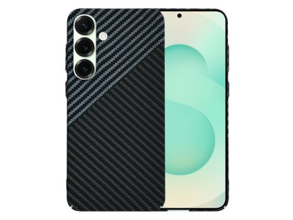 114666 techsuit carbonite fibershell odolne puzdro s karbonovym dizajnom pre samsung galaxy s25 plus tmavosive stealth gray