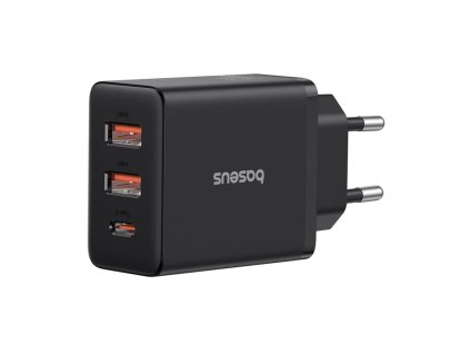 116604 baseus wall charger sietova nabijacka gan technologia 2 usb usb c rychlonabijanie 30w cierna cluster black