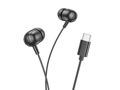 117483 borofone wired earphones delicious bm77 kablove sluchadla usb c mikrofon stereo bass hi fi zvuk univerzalne 1 2 m cierne