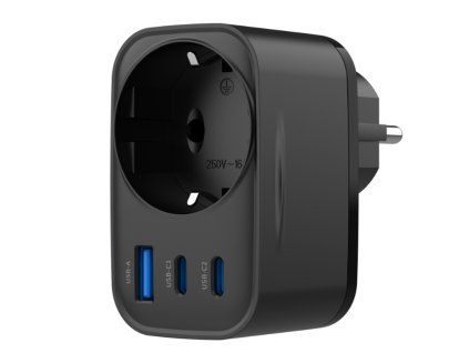 116646 havit wall charger uc142 eu sietova nabijacka eu zasuvka 2 usb c usb 30w cierna