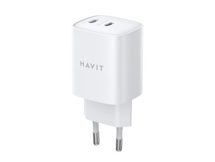 116670 havit wall charger uc45w eu sietova nabijacka gan technologia 2 usb c pd45w abs pc material biela