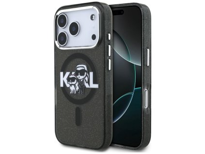 115140 karl lagerfeld iml glitter karl choupette sketch logo magsafe puzdro pre iphone 17 pro cierne