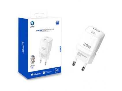 116829 lito wall charger lc11 sietova nabijacka usb c vystup pd30w gan technologia real time protection eu vidlica biela