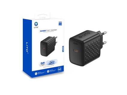 116802 5 lito wall charger lc20 sietova nabijacka usb c vystup pd45w gan technologia nehorlavy pc material eu vidlica cierna