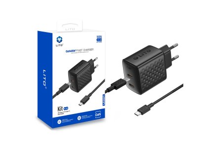 116811 lito wall charger lc22t sietova nabijacka usb c kabel v baleni 1 m 2 usb c vystup pd45w gan technologia nehorlavy pc material eu vidlica cierna