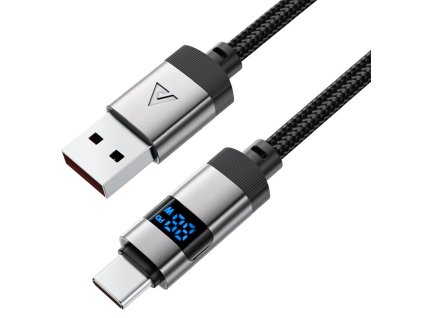 118428 acefast data cable datovy a nabijaci kabel usb a na usb c fast charge 66 w s digitalnym displejom zliatina zinku 1 2 m cierny