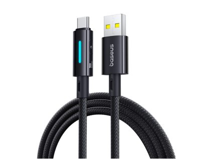 118359 baseus data cable lit datovy a nabijaci kabel usb na usb c fast charge 100 w s led podsvietenim a ovladacim tlacidlom 1 m cierny cosmic black