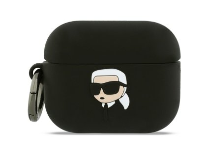118808 karl lagerfeld silicone karl head 3d silikonove puzdro pre apple airpods pro 3 cierne