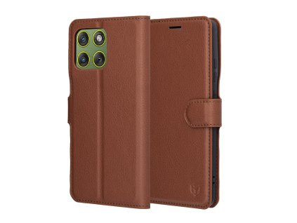 118041 techsuit leather folio kozene knizkove puzdro pre motorola edge 70 hnede