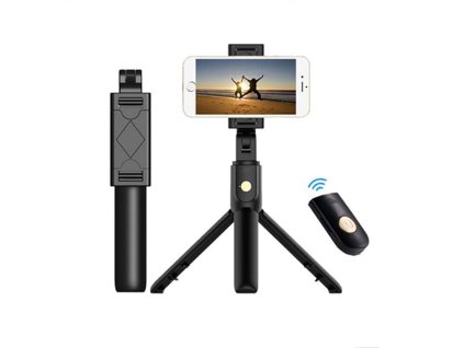 119401 techsuit selfie stick k07 selfie tyc s kompaktnym stativom bluetooth dialkove ovladanie skladacia 70 cm cierna