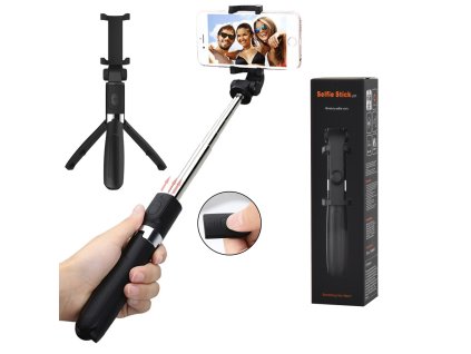 119371 techsuit selfie stick l01s selfie tyc so stabilnym stativom a vysuvnym ramenom bluetooth dialkove ovladanie 70 cm cierna