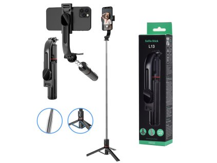 119374 techsuit selfie stick l13 selfie tyc so stabilnym vysuvnym stativom bluetooth dialkove ovladanie 113 cm cierna