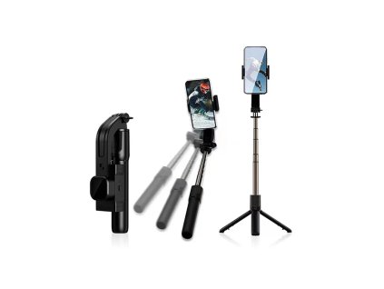 119386 techsuit selfie stick gimbal c06 selfie tyc s gimbalom a kompaktnym stativom bluetooth dialkove ovladanie led svetlo 360 76 cm cierna