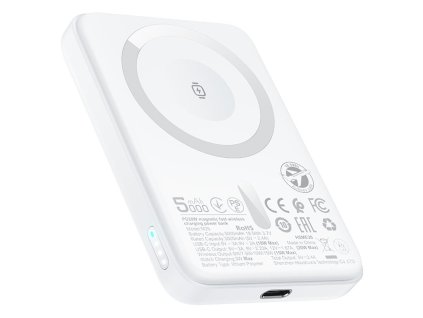 119578 acefast magnetic wireless power bank m25 5000 magneticka bezdrotova powerbanka magsafe usb c 5000 mah 20w rychle nabijanie s led indikatorom biela