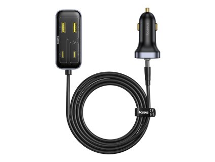 119824 baseus car charger backseatpal l1 autonabijacka 3 usb 3 usb c pd3 0 110w rychle nabijanie s 1 5 m predlzovacim kablom cierna