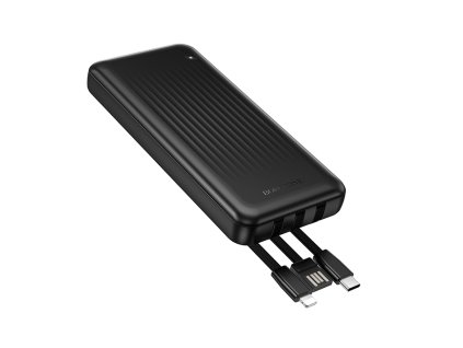 119752 borofone power bank clever series powerbanka s 3 integrovanym kablom usb a usb c lightning 10000 mah 2a s indikatorom cierna