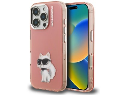 122818 karl lagerfeld iml aquarelle choupette logo pevne puzdro pre iphone 16 pro ruzove