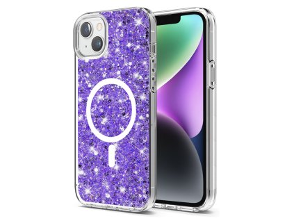 59364 techsuit sparkly glitter magsafe kryt na iphone 14 plus iphone 15 plus fialovy