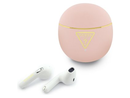 148699 guess wireless earbuds script print bezdrotove tws in ear sluchadla bluetooth ruzove