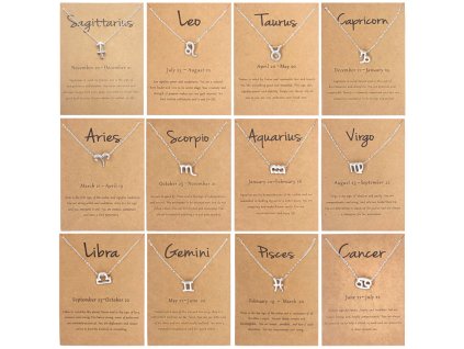 Strieborný náhrdelník Zodiac (Znamenia Vodnár)