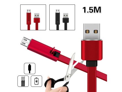 Nezničiteľný rýchlonabíjací obnoviteľný USB kábel 1,5M - Android/iPhone (Barva Černá, USB Konektor Micro USB (Android))