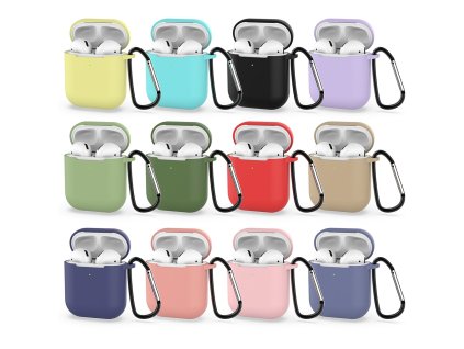 Silikónové puzdro pre Apple AirPods 1/2 s karabínkou (Barva Černá)