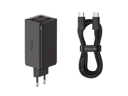 40922 baseus nabijacka do zasuvky 230v gan6 pro p10162705112 00 2x usb 2x type c 100w s kablom type c 100w 20v 5a 1 m cierna
