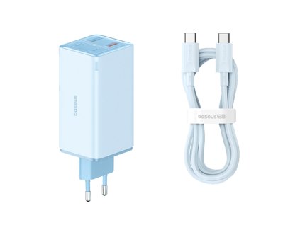40916 baseus nabijacka do zasuvky 230v gan6 pro p10162705312 00 2x usb 2x type c 100w s kablom type c 100w 20v 5a 1 m modra
