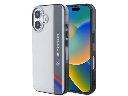 57162 bmw kryt hardcase motorsport iml s vertikalnym pruhom pre iphone 16 plus sivy