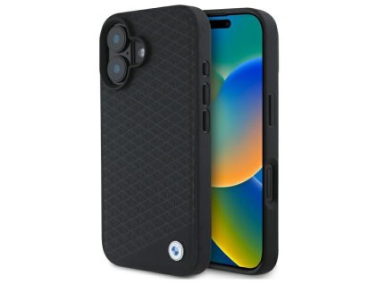 57285 bmw kryt signature leather s diamantovym kovovym logom a magsafe pre iphone 16 cierny