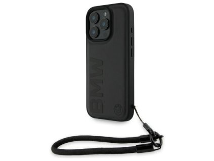 57267 bmw kryt signature leather wordmark s remienkom pre iphone 16 pro max cierny