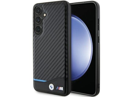 56430 bmw leather carbon bmhcs24m22nbck kozeny ochranny kryt s karbonovym dizajnom pre samsung galaxy s24 plus cierny