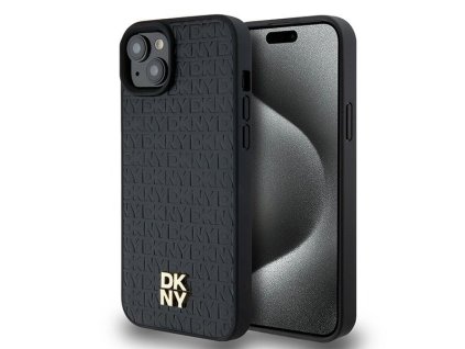 46962 dkny kozeny kryt na iphone 15 plus s monogramovym vzorom a kovovym logom a magsafe dkhmp15mpshrpsk cierny