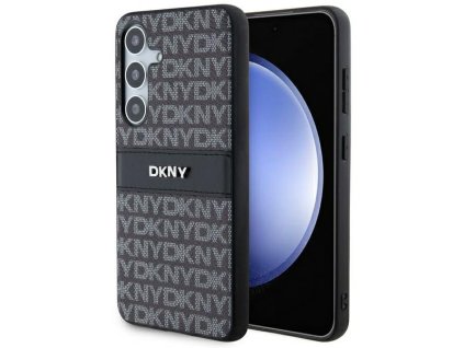 57633 dkny kozeny kryt s monovzorom pruhom a kovovym logom pre samsung galaxy s24 plus cierny