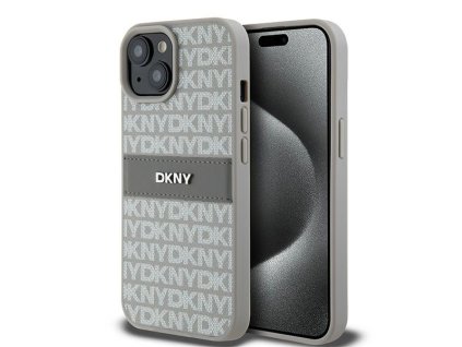 49224 dkny kozeny obal mono stripe s kovovym logom dkhcp15mprthsle iphone 15 plus bezovy