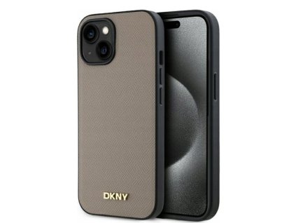 49524 dkny kozeny obal pu s kovovym logom magsafe dkhmp15spghlme iphone 15 bezovy