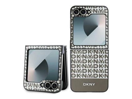 49266 dkny kozeny obal s opakovanym vzorom a dolnym pruhom dkhczf6psospw samsung galaxy z flip6 hnedy