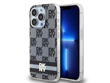 49305 dkny obal iml sachovnicovy vzor a potlacene pruhy magsafe dkhmp15xhcptsk iphone 15 pro max cierny