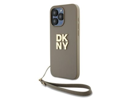 47115 dkny pevny kryt na iphone 15 pro s remienkom na zapastie a logom dkhcp15lpbswse bezovy
