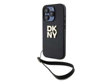 47112 dkny pevny kryt na iphone 15 pro s remienkom na zapastie a logom dkhcp15lpbswsk cierny