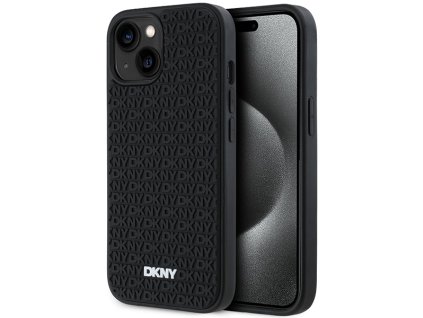 47091 dkny pevny kryt na iphone 15 s 3d gumenym opakujucim sa vzorom dkhcp15s3drpwk cierny