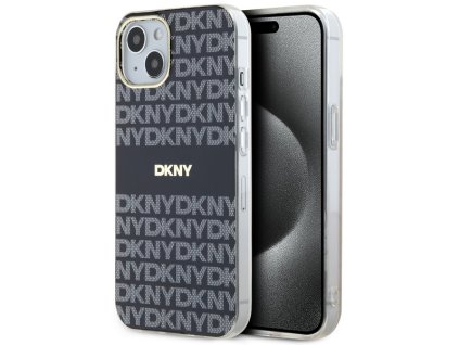 47064 dkny pevny kryt na iphone 15 s monovzorom a pruhmi a magsafe dkhmp15shrhsek cierny