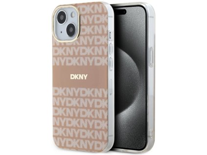 47055 dkny pevny kryt na iphone 15 s monovzorom a pruhmi a magsafe dkhmp15shrhsep ruzovy
