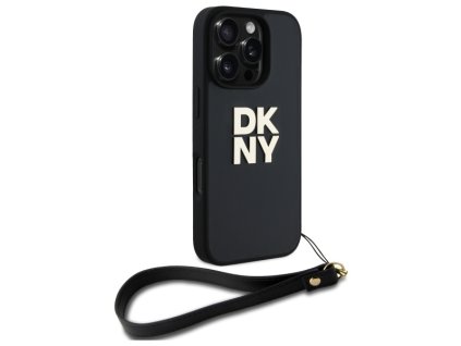 47076 dkny pevny kryt na iphone 16 pro max s remienkom na zapastie a logom dkhcp16xpbswsk cierny