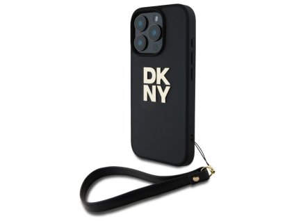 43860 dkny pevny kryt na iphone 16 pro s remienkom na zapastie a logom dkhcp16lpbswsk cierny