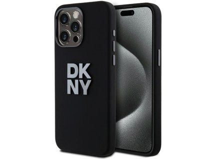 46785 dkny pevny silikonovy kryt na iphone 15 pro max s kovovym logom dkhcp15xsmcbsk cierny