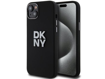 46914 dkny pevny silikonovy kryt na iphone 15 s kovovym logom dkhcp15ssmcbsk cierny