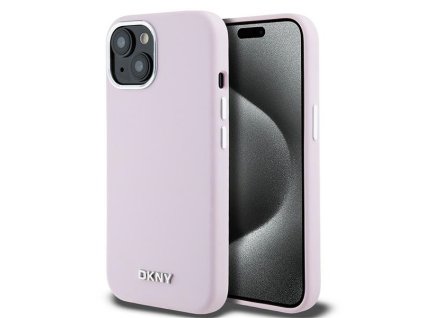 46917 dkny pevny silikonovy kryt na iphone 15 s malym kovovym logom a magsafe dkhmp15ssmchlp ruzovy